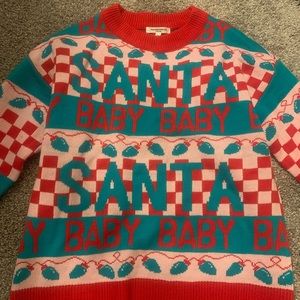 Women's Santa Baby Graphic Sweater- Red & Green Grayson Threads